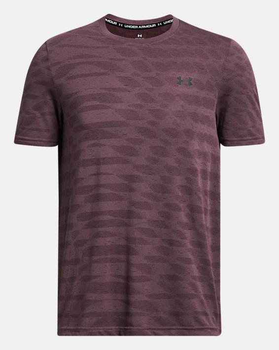 男士UA Seamless Ripple短袖T恤 in Purple image number 4